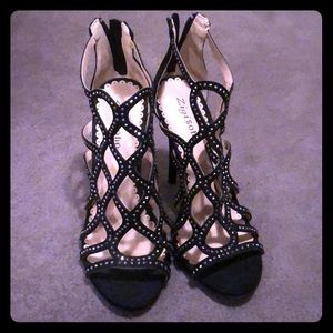 Rhinestone black stilettos